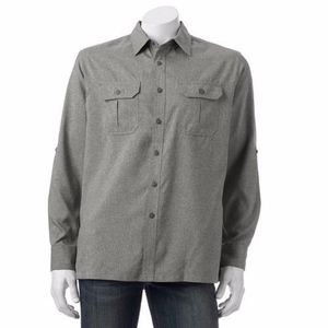 Croft & Barrow Grey Quick Dry Button Down